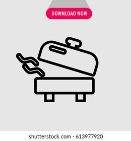 Pot with Open Lid & Steam Vector Icon, The outlined symbol of tableware with closed top. Simple, modern flat vector illustration for mobile app, website or desktop app   