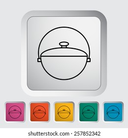 Pot outline icon on the button. Vector illustration.