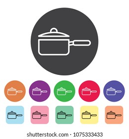Pot outline icons set. Vector illustration.