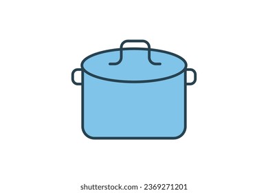 Pot or Pan with Lid Icon. Icon related to kitchen tool. Suitable for web site design, app, user interfaces. Flat line icon style. Simple vector design editable