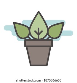 Icono De Planta De Pot Plano Aislado En Fondo Blanco