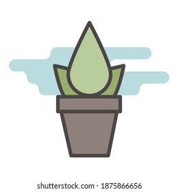 Pot Plant Flat Icon Isolated On White Background