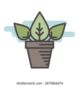 Pot Plant Flat Icon Isolated On White Background