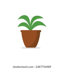 Pot with plant icon in flat style. Plant icon vector illustration