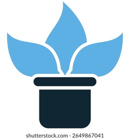 Pot plant icon vector, symbolizing nature, growth, and a calming workspace. Ideal for home decor, office environments, sustainability, and promoting well-being.