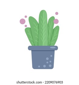 Una olla con una planta. Ilustración vectorial aislada en estilo plano sobre fondo blanco