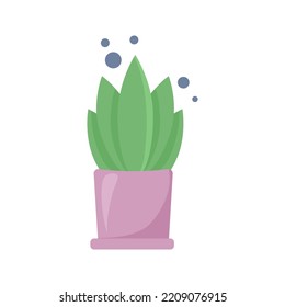 A pot with a plant. Isolated vector illustration in flat style on white background