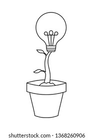 pot plant with light bulb