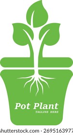 Projeto do logotipo da planta do pote. Projeto do logotipo da planta da árvore. Projeto de logotipo de jardinagem. Design de logotipo abstrato