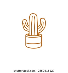 Planta de maceta con el arte de línea de Vector mínimo y dibujo a mano
