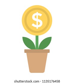 
A pot plant with money growth showing business growth
