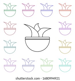 Pot of plant multi color style icon. Simple thin line, outline vector of furniture icons for ui and ux, website or mobile application