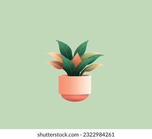 Caca con una planta en un fondo aislado. Ilustración del vector