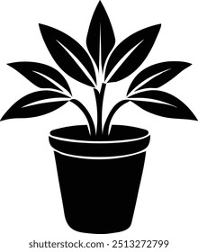 pot plant on white this is a editable eps file vector silhouette illustrations