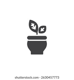 Pot with plant vector icon. filled flat sign for mobile concept and web design. Plant pot with sprout glyph icon. Symbol, logo illustration. Vector graphics
