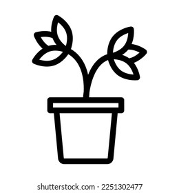 Pot Plant Vector Line Icon Design