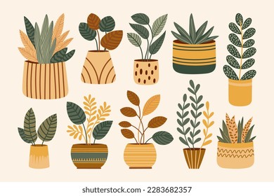 Plantas De Caca Planas Planas Aisladas. Ilustración del vector
