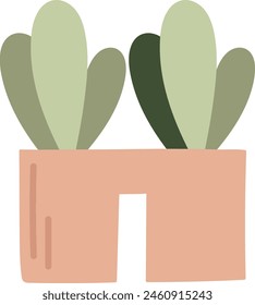 Pot With Plants Vector Illustration