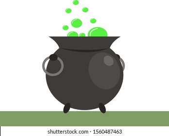 Pot with poison, illustration, vector on white background.