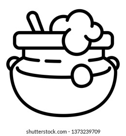 Pot of porridge icon. Outline pot of porridge vector icon for web design isolated on white background