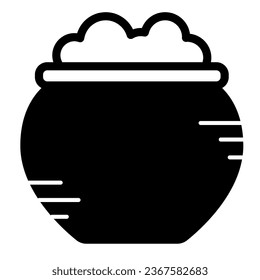 Pot with potion, witch cauldron solid icon, halloween concept, magic boiler vector sign on white background, glyph style icon for mobile concept and web design. Vector graphics