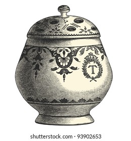 Pot pourri  - vintage engraved illustration - "L'industrie et l'art décoratif aux deux derniers siècles" ed. Firmin-Didot - Paris