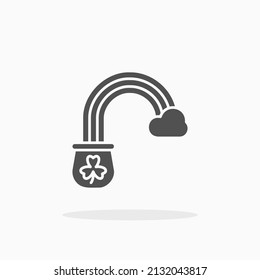 Pot with rainbow and cloud glyph icon. Can be used for digital product, presentation, print design and more.