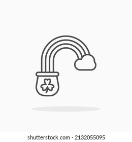 Pot with rainbow and cloud line icon. Editable stroke and pixel perfect. Can be used for digital product, presentation, print design and more.