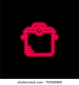 Pot red glowing neon ui ux icon. Glowing sign logo vector