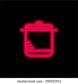 Pot red glowing neon ui ux icon. Glowing sign logo vector