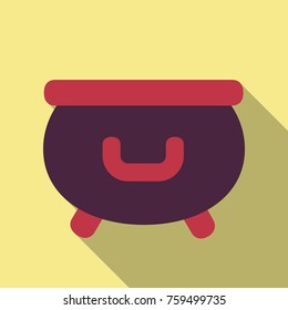 Pot. Saint Patrick's Day Gold Piled Cauldron or Caldron. Leprechaun Money Pot icon.