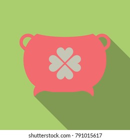 Pot. Saint Patrick's Day Gold Piled Cauldron or Caldron. Leprechaun Money Pot icon.