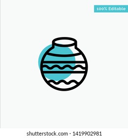 Pot, Sand, Water, Pongal, Festival turquoise highlight circle point Vector icon