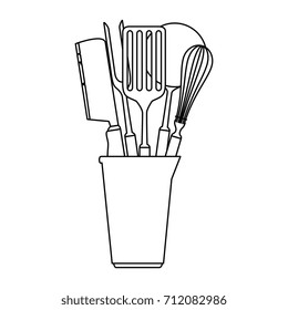 pot with set cutlery icon