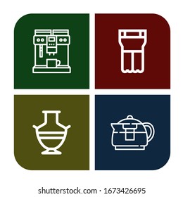 pot simple icons set. Contains such icons as Coffee maker, Planter, Greek vase, Teapot, can be used for web, mobile and logo