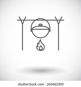 Pot. Single flat icon on white background. Vector illustration.