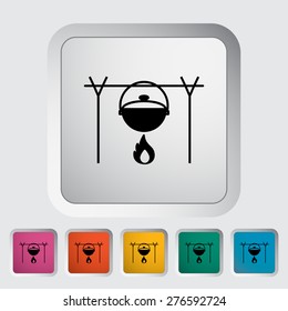 Pot. Single flat icon on the button. Vector illustration.