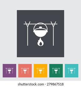 Pot. Single flat icon on the button. Vector illustration.