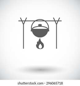 Pot. Single flat icon on white background. Vector illustration.
