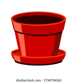 Pot with soil isolated on white background vector illustration