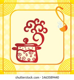 Pot of soup. Vector illustration