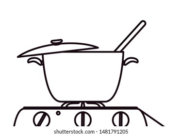 pot spoon stove preparation cooking