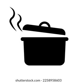 Pot and steam silhouette icon. Vector.