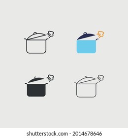pot with steam vector icon pressure cooker