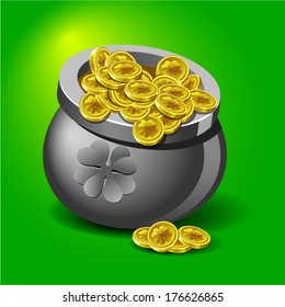 Pot of St.Patrick's Day. Vector Illustration
