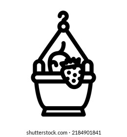 pot strawberry plant line icon vector. pot strawberry plant sign. isolated contour symbol black illustration
