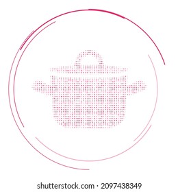The pot symbol filled with pink dots. Pointillism style. Vector illustration on white background