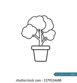 Pot and Tree Icon Vector Template