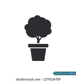 Pot and Tree Icon Vector Template Illustration Design
