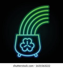 Pot, trefoil, rainbow icon in nolan neon colorful style. Simple thin line, outline vector of saint patrick's day for ui and ux, website or mobile application